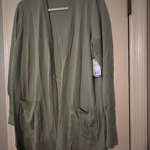 Sage Green Open Front Cardigan